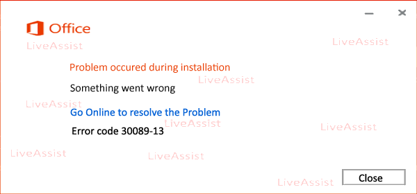 Error code 30089-13