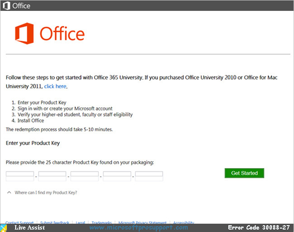 live support for office error code