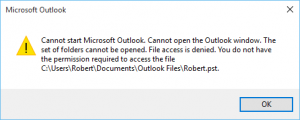 PST File access is denied