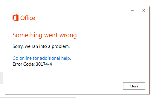 Error Code 30174-4