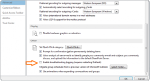Troubleshooting Outlook logging
