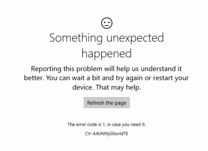 Something unexpected happened windows store error code 1